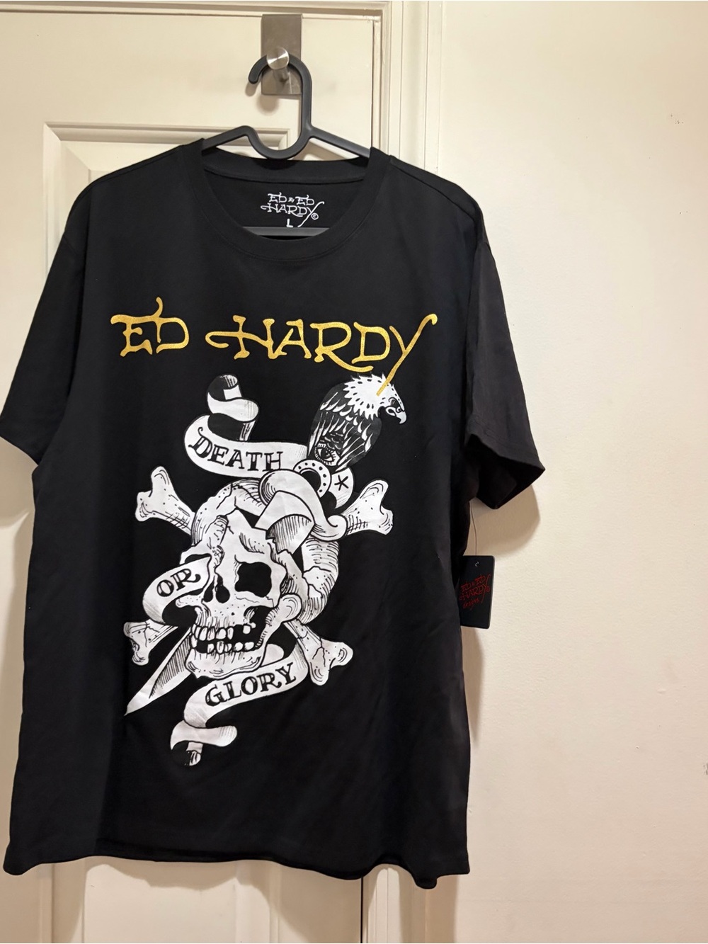 NWT Ed Hardy Black and White Death or Glory Skull Graphic T-Shirt